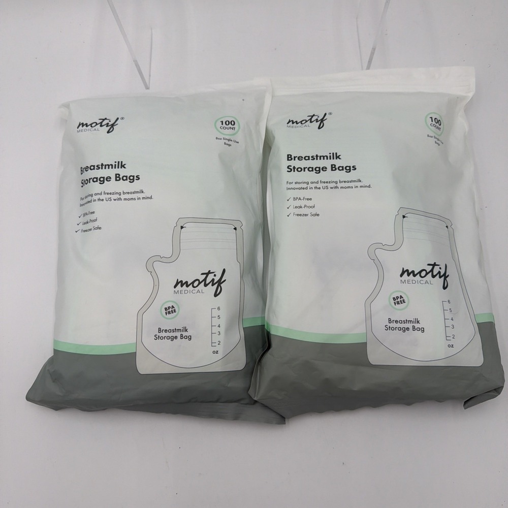 2 Sets Motif Breast Milk Storage Bags 8oz Single Use Bag 100 count BPA-Free‎ NEW